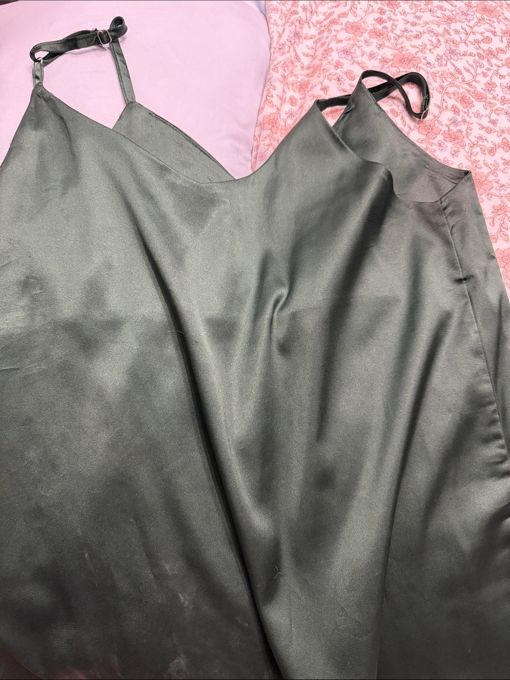 Green Satin Cami Tank Top - Women's - Picture 2 of 3